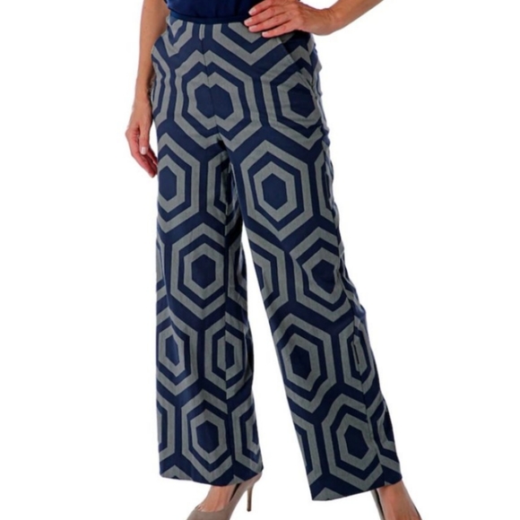 Heidi Daus Geometric Jacquard Wide Leg Pants - Picture 1 of 5